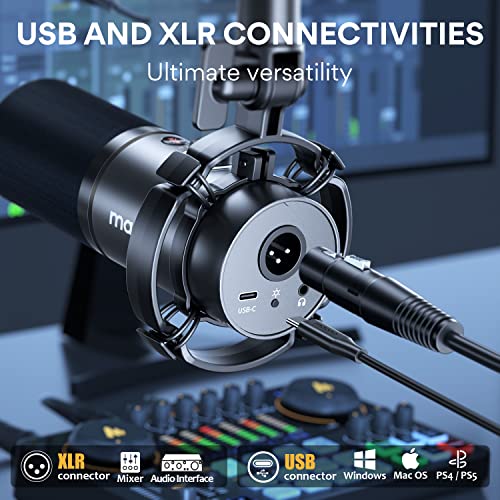 MAONO PD200X USB/XLR Dynamic Mic for Singing, PC, YouTube Recording. Professional Microphone with Programmable Software and 0-Latency Monitoring, Volume Control, Tap-to-Mute and Shock Mount, Black - Image 4