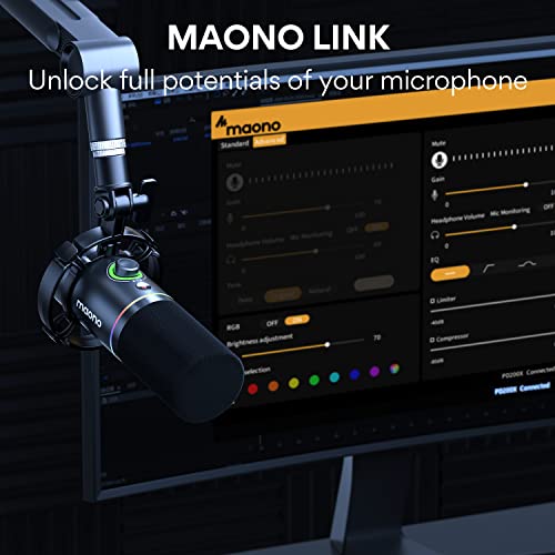 MAONO PD200X USB/XLR Dynamic Mic for Singing, PC, YouTube Recording. Professional Microphone with Programmable Software and 0-Latency Monitoring, Volume Control, Tap-to-Mute and Shock Mount, Black - Image 3