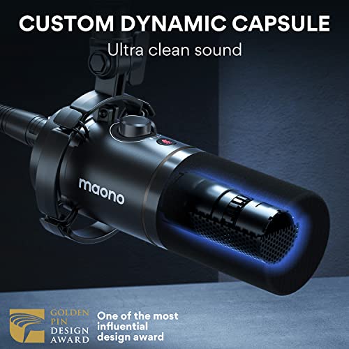 MAONO PD200X USB/XLR Dynamic Mic for Singing, PC, YouTube Recording. Professional Microphone with Programmable Software and 0-Latency Monitoring, Volume Control, Tap-to-Mute and Shock Mount, Black - Image 2