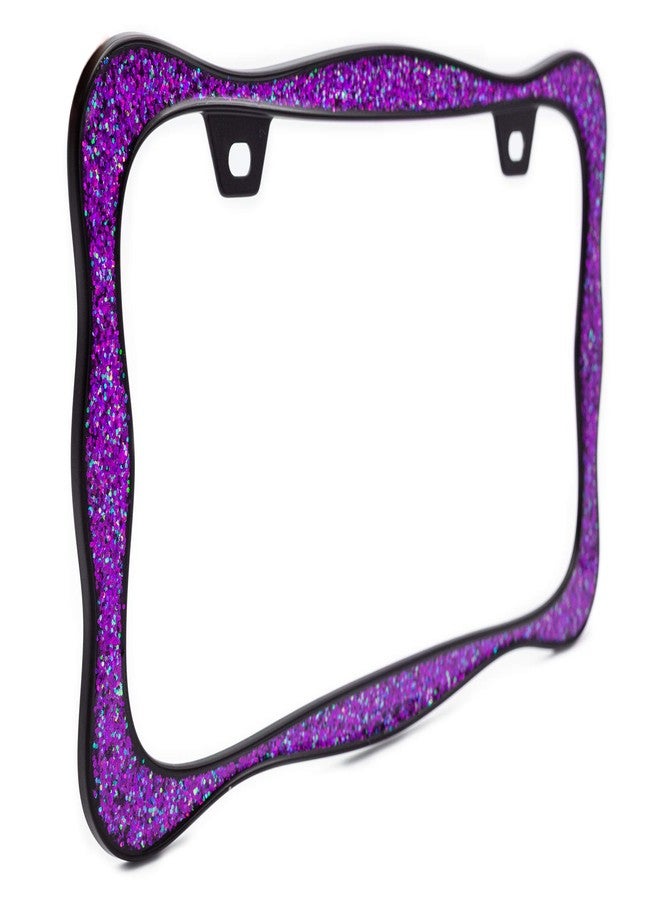 creathome 3D Shining License Plate Frame, Black Powder Coated with Purple Chunky Gliter, Pure Zinc Alloy Metal - Image 4
