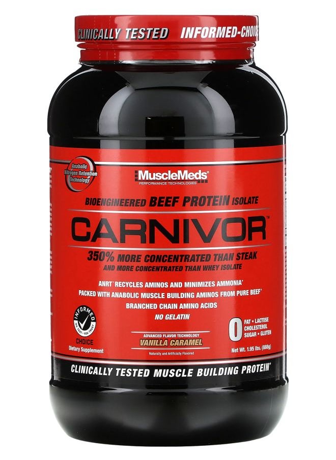 MUSCLEMEDS Carnivor Bioengineered Beef Protein Isolate Vanilla Caramel 1.95 lbs (888 g) 