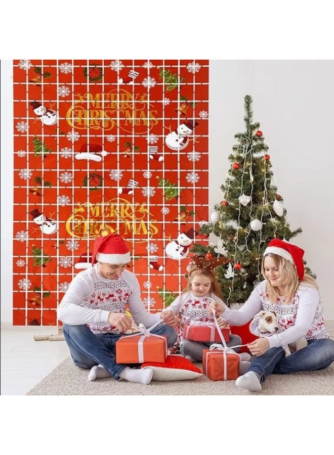 ستائر خلفية مربعة حمراء معدنية ذات هامش مناسب لديكور عيد الميلاد ورأس السنة الجديدة (2 متر × 1 متر) - Image 5