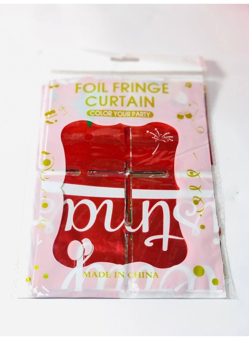 ستائر خلفية مربعة حمراء معدنية ذات هامش مناسب لديكور عيد الميلاد ورأس السنة الجديدة (2 متر × 1 متر) - Image 4