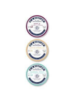 C. O. Bigelow CO Bigelow All Purpose Salves Variety Pack of 3 Lip Balm Tins for Chapped Lips  Dry Skin Coco Vanilla Apple Herbal Mint Moisturizing Lip and Skin Salves 08 oz each 