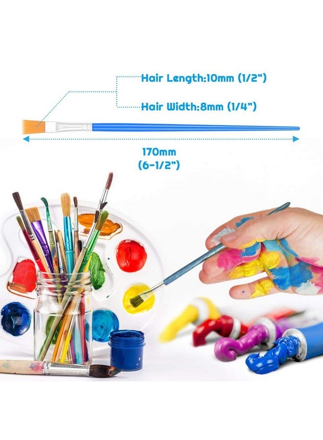 انزيوس 50 قطعة من فرش الطلاء المسطحة لفرش الطلاء الصغيرة من Anezus للفصول الدراسية والحرف اليدوية وفرش الطلاء لطلاء الأكريليك والألوان المائية والرسم على القماش - Image 4