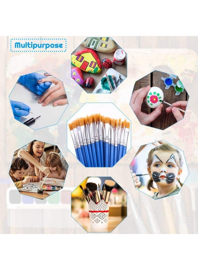 انزيوس 50 قطعة من فرش الطلاء المسطحة لفرش الطلاء الصغيرة من Anezus للفصول الدراسية والحرف اليدوية وفرش الطلاء لطلاء الأكريليك والألوان المائية والرسم على القماش - Image 5