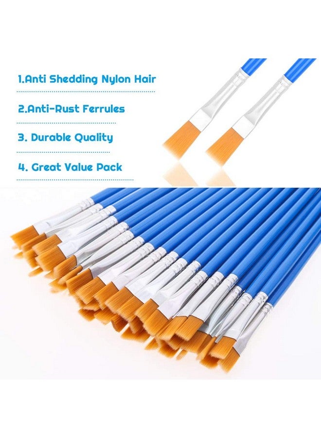 انزيوس 50 قطعة من فرش الطلاء المسطحة لفرش الطلاء الصغيرة من Anezus للفصول الدراسية والحرف اليدوية وفرش الطلاء لطلاء الأكريليك والألوان المائية والرسم على القماش - Image 3