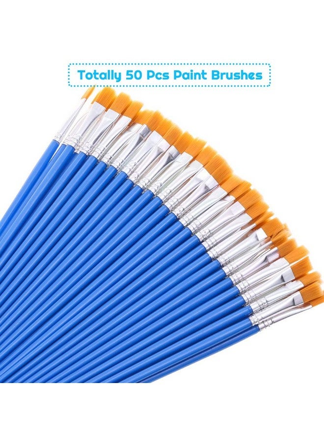 انزيوس 50 قطعة من فرش الطلاء المسطحة لفرش الطلاء الصغيرة من Anezus للفصول الدراسية والحرف اليدوية وفرش الطلاء لطلاء الأكريليك والألوان المائية والرسم على القماش - Image 2