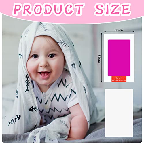 Teling 48 Pcs Inkless Baby Footprint Kit Includes 16 Pcs Colorful Ink Pad and 32 Imprint Card for Baby Hand and Footprints, Handprint Dog Paw Print Kit for Newborn Registry Gifts Family Printing Mom Girl - Image 2