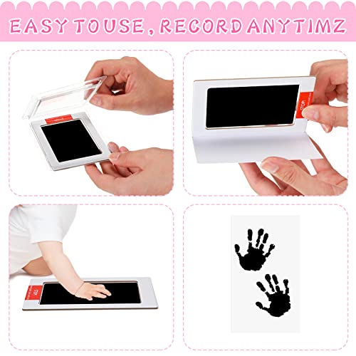 Teling 48 Pcs Inkless Baby Footprint Kit Includes 16 Pcs Colorful Ink Pad and 32 Imprint Card for Baby Hand and Footprints, Handprint Dog Paw Print Kit for Newborn Registry Gifts Family Printing Mom Girl - Image 4