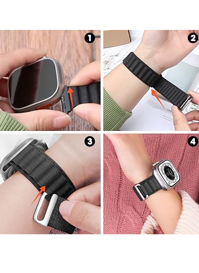 Generic - Trail/Alpine Loop Nylon Band Compatible with Apple Watch Ultra 2/Ultra Band 49mm 45mm 44mm 42mm, Adjustable with Metal C-Hook Strap for iWatch Ultra Series 9/8/7/6/5/4/3/2/1/SE2/SE - Image 1
