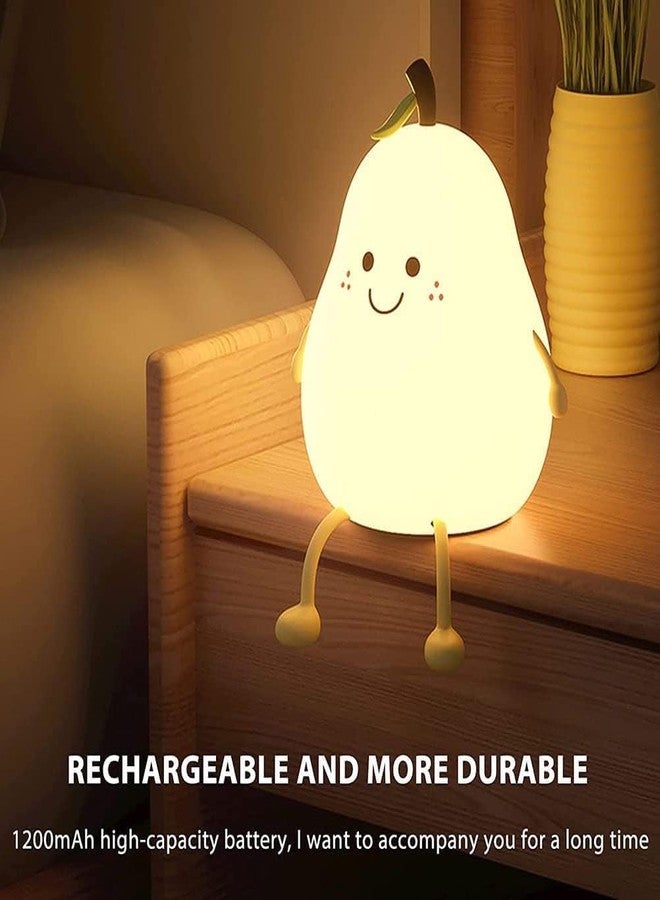 BROCCOLIN Night Light for Kids, Cute Silicone Nursery Pear Lamp for Baby and Toddler,Fruit NightLight for Boys and Girls,Squishy Night Lamp for Bedroom,Kawaii Bedside Lamp for Kids Room (Pear) - Image 3