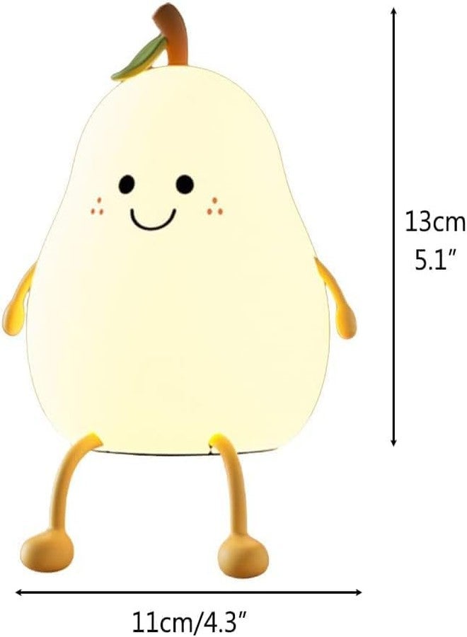 BROCCOLIN Night Light for Kids, Cute Silicone Nursery Pear Lamp for Baby and Toddler,Fruit NightLight for Boys and Girls,Squishy Night Lamp for Bedroom,Kawaii Bedside Lamp for Kids Room (Pear) - Image 5