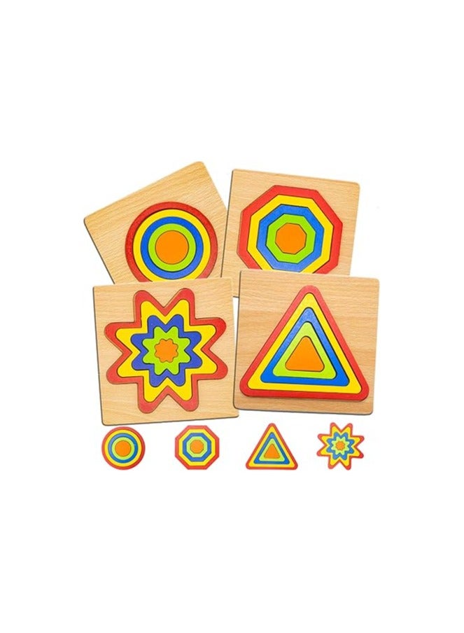 عام **مجموعة من 4 ألغاز خشبية ملونة على شكل قوس قزح - ألعاب تشكيل الألوان والفرز والترتيب والتطابق، مثالية للأطفال في مرحلة ما قبل المدرسة ورياض الأطفال، هدية عيد ميلاد للأطفال.** - Image 1