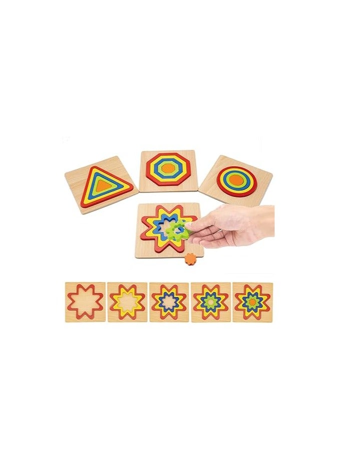 عام **مجموعة من 4 ألغاز خشبية ملونة على شكل قوس قزح - ألعاب تشكيل الألوان والفرز والترتيب والتطابق، مثالية للأطفال في مرحلة ما قبل المدرسة ورياض الأطفال، هدية عيد ميلاد للأطفال.** - Image 2