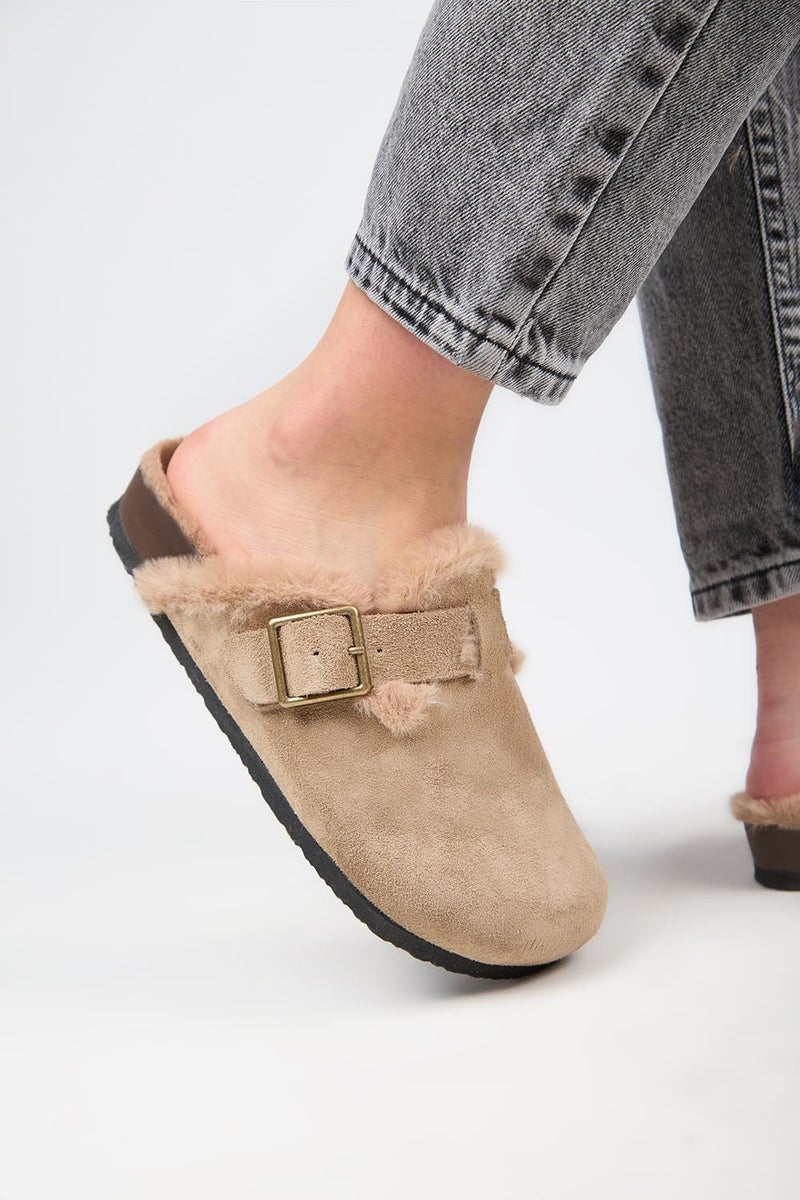 Manijero (Zeta 2 Fur) Women's Leather Belt Buckled Sabo Mink Slippers  - Image 5