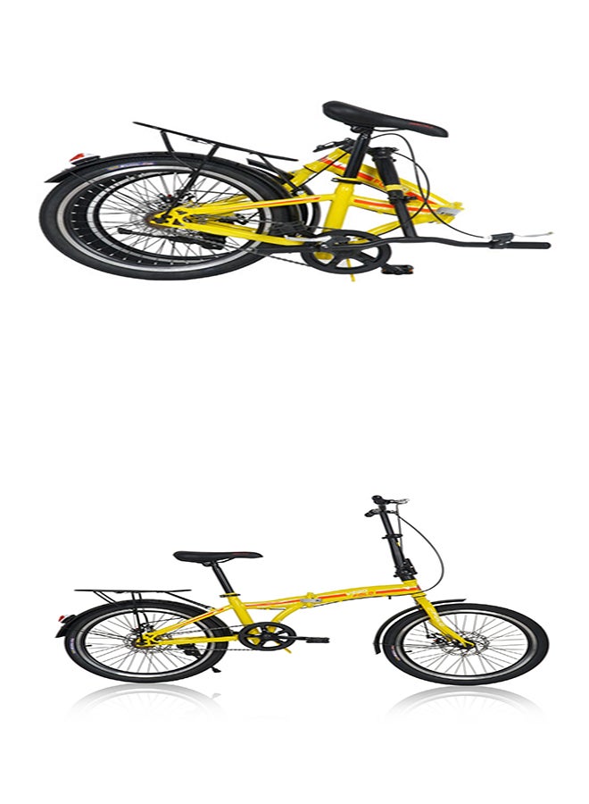 Vego Folding Bike || 20 Inch Wheel Size || Single Speed|| Kids Unisex || Adjustable Seat || Yellow - Image 1
