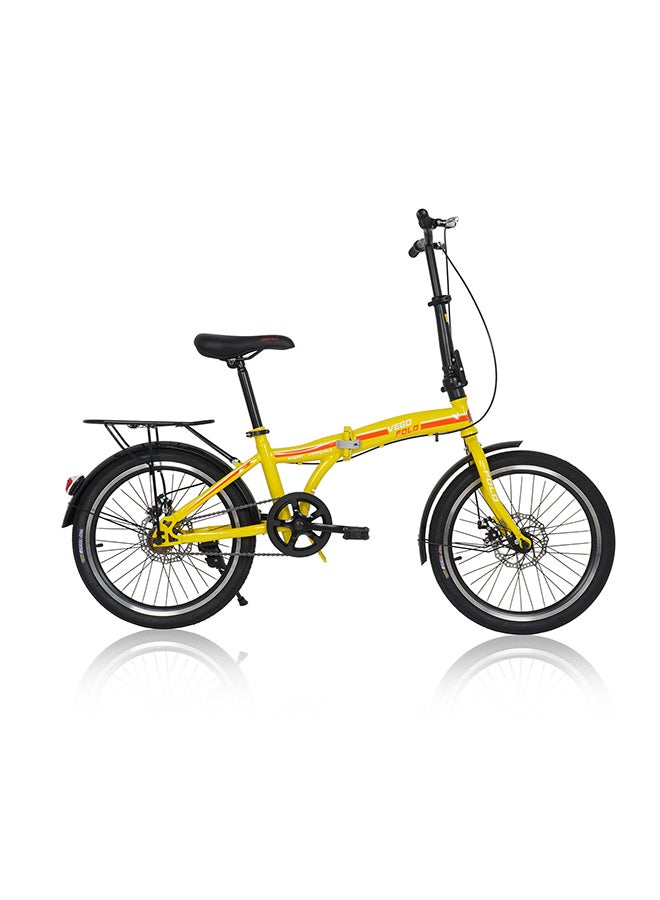 Vego Folding Bike || 20 Inch Wheel Size || Single Speed|| Kids Unisex || Adjustable Seat || Yellow - Image 2