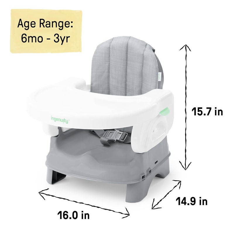 ingenuity كرسي تعزيز قابل للطي من إنجينيتي ديلوكس كومفورت بارتفاع قابل للتعديل ومبطن وخفيف الوزن رمادي 6M3Y - Image 5
