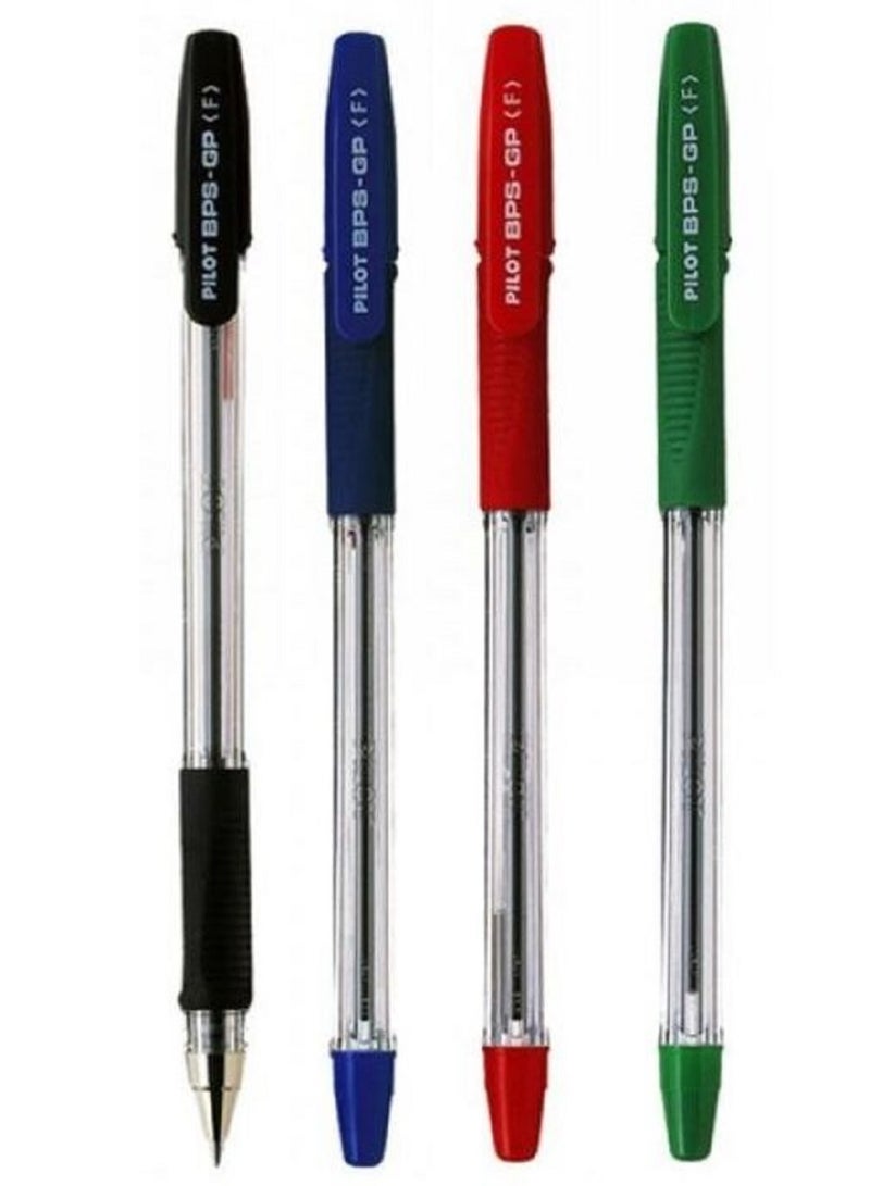 Pilot BPS-GP Fine Ballpoint Pen Black, Blue, Green & Red 0.7mm