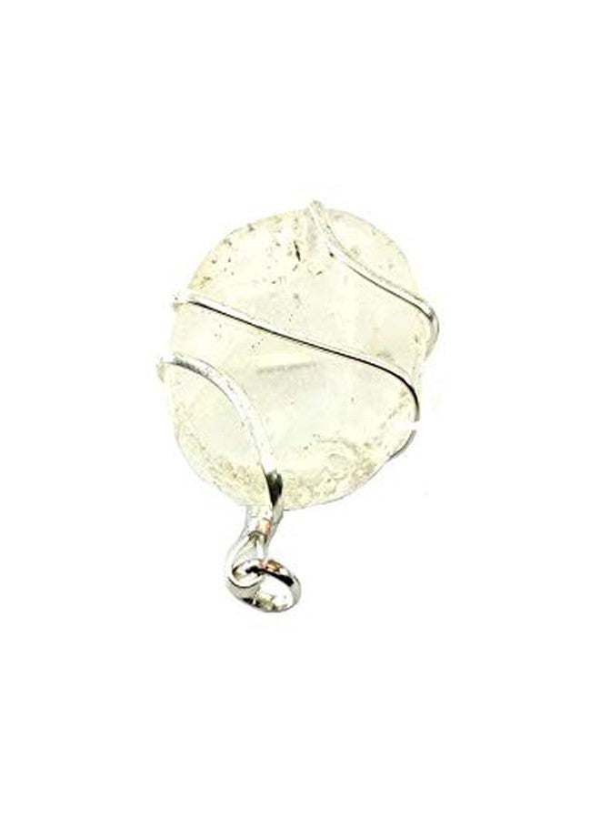 CA AGATE Clear crystal quartz Oval Healing Pendant Necklace Wire Wrapped - Image 4