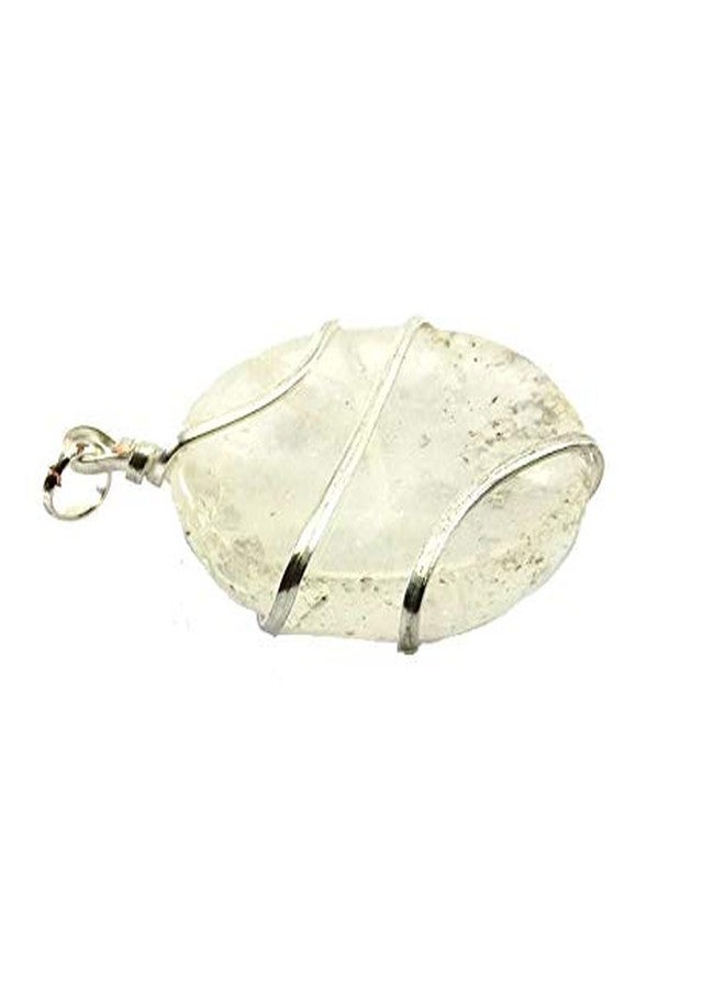 CA AGATE Clear crystal quartz Oval Healing Pendant Necklace Wire Wrapped - Image 2