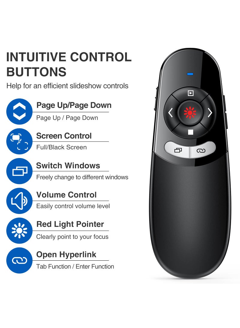 Dino Strike DINOSTRIKE 2 in 1 Type C and USB Presentation Clicker with Air Mouse Control, RF 2.4GHz Wireless Presenter Remote PowerPoint Clicker Slide Pointer Advancer for Computer Laptop Classroom Office  - Image 3