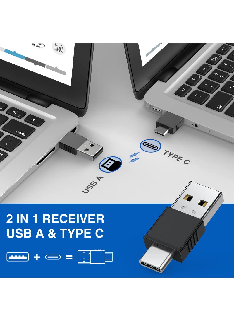 Dino Strike DINOSTRIKE 2 in 1 Type C and USB Presentation Clicker with Air Mouse Control, RF 2.4GHz Wireless Presenter Remote PowerPoint Clicker Slide Pointer Advancer for Computer Laptop Classroom Office  - Image 2