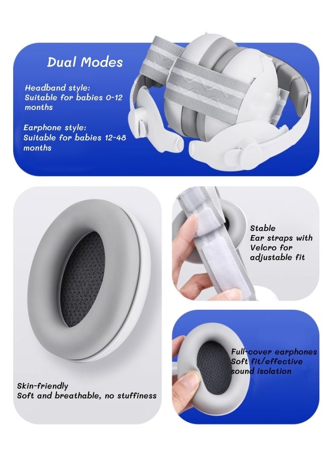الدليبن سدادات أذن للأطفال، سدادات أذن قابلة للتعديل لتخفيف الضوضاء، حماية أذن للأطفال الرضع والأطفال الصغار، سدادات أذن قابلة للتعديل لحماية الأذن، سماعات رأس عازلة للضوضاء، عصابة رأس فريدة من نوعها لملاءمة آمنة ومريحة، لحماية الأذن، النوم، مستلزمات السفر للأطفال - Image 4