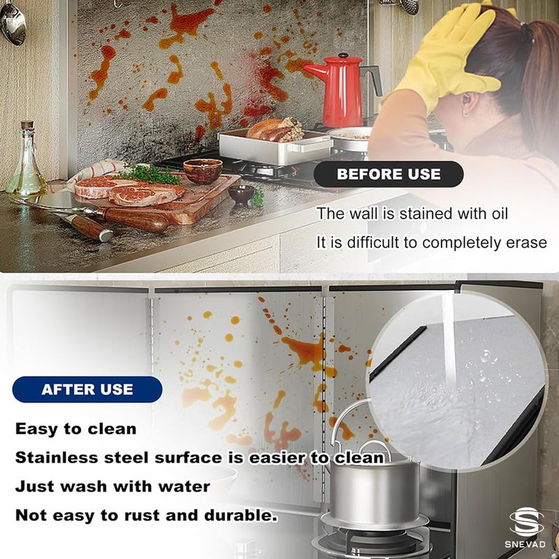 Snevad Snevad 3-Sided Foldable Oil Splatter Guard for Gas Stove - Stainless Steel Grease Shield for Frying Pan & Cooking - Nonstick Heat Insulation Panel for Kitchen - Oil Splash Protector, Easy to Clean  - Image 5