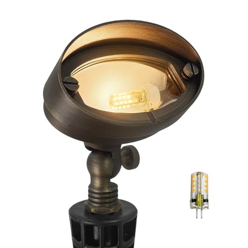 COLOER Die-cast Brass LED Landscape Flood Lights Outdoor, 3W 9-17 Volt Low Voltage Wall Wash Lighting, Outdoor Floodlight for Illuminating Signs, Walls and Plant Material(501B,1-Pack with G4 Bulb) - Image 1