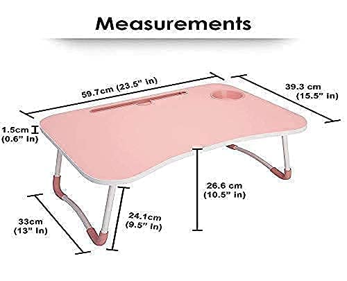 YAJNAS Wooden Multipurpose Foldable Laptop Table with Cup	 Holder|Table Holder Study Table,Breakfast Table,Foldable and Portable Table|Color-Pink,380 mm, 590 mm - Image 5