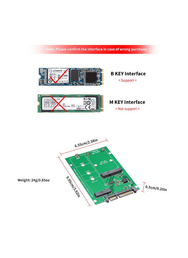 Generic - M.2 NGFF to SATA Adapter Card MSATA SSD to SATA III Converter Support 2230 2242 2260 2280 - Image 1