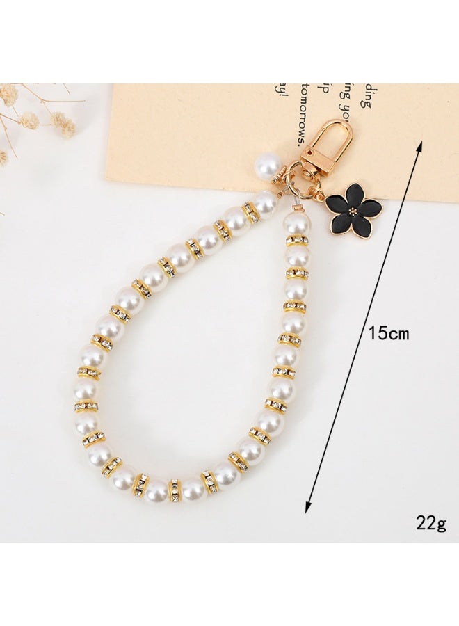 NIBEMINENT Phone Charm/ Chain Strap for Women Girls,K1959 Pearl Flowers Cell Phone Case Lanyard Wrist Strap