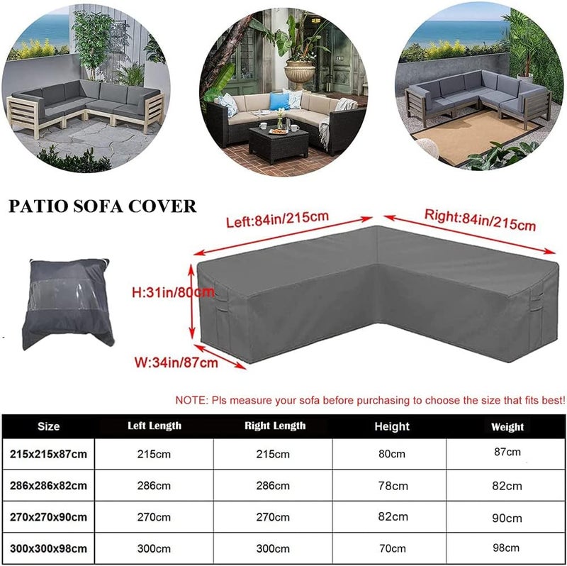 Skyour Patio Furniture Sectional Couch Sofa Cover Skyour Gray Weatherproof Heavy Duty 420D Oxford Outdoor V Shaped Sectional Garden Rattan Corner Sofa Furniture Protector Covers (V-Shape: 106x106in) - Image 2