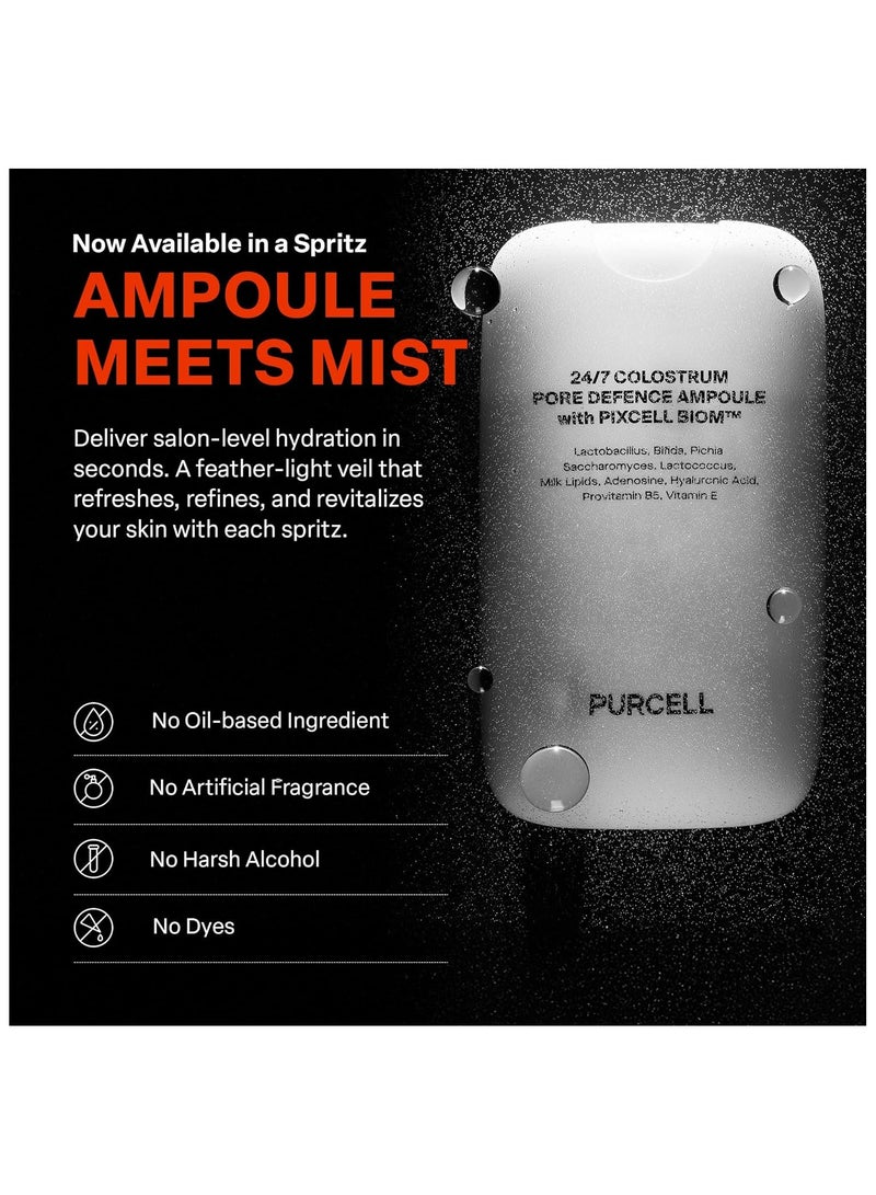 PURCELL بروسيل 24/7 كولستروم أمبول ميست - بشرة زجاجية بترطيب طويل الأمد، بشرة ناعمة خالية من المسام، للاستخدام قبل وبعد المكياج، يحتوي على حمض الهيالورونيك والفيتامينات، مناسب لجميع أنواع البشرة، 1.85 أونصة سائلة. - Image 4