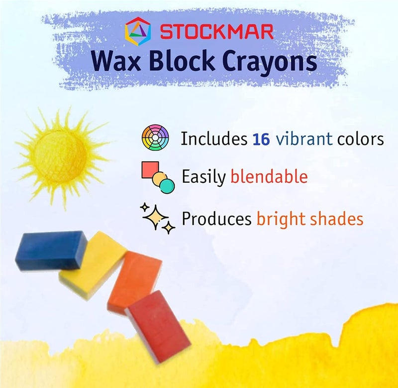 Stockmar 16 Blocks Waterproof Beeswax Paint Blocks in Tin Box - Image 3