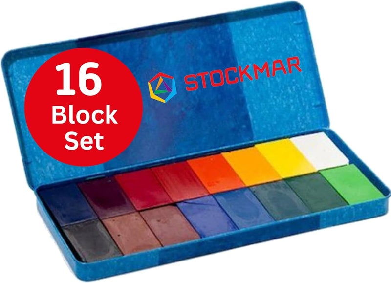 Stockmar 16 Blocks Waterproof Beeswax Paint Blocks in Tin Box - Image 1