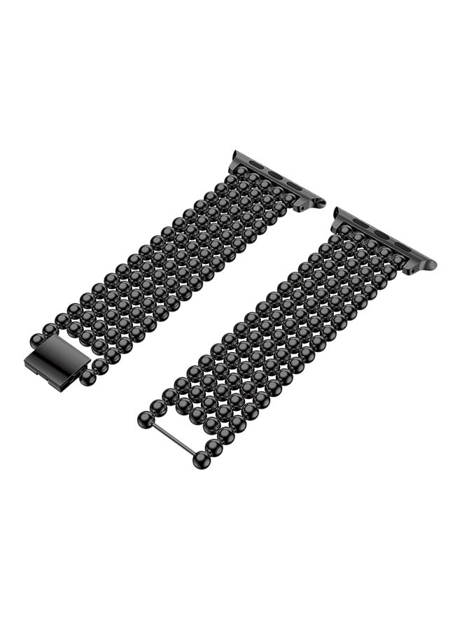 ISank Round Beads Replacement Band For Apple Watch Series 3/2/1 Black - Image 2