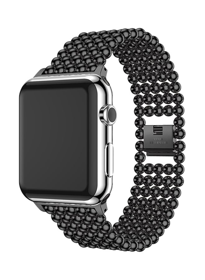 ISank Round Beads Replacement Band For Apple Watch Series 3/2/1 Black - Image 4