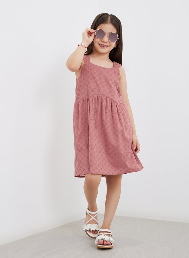 ستايلي فستان بناتي وردي قطن شيفلي - Image 1