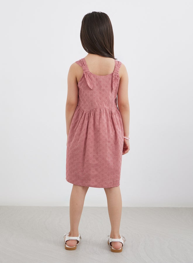 ستايلي فستان بناتي وردي قطن شيفلي - Image 4