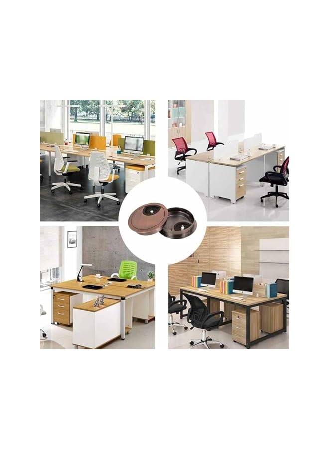 promass 4 PCS Desk Grommet Kit, 50 mm Metal Cable Grommet Cap Table Grommets Desk Surface Wire Cord Round Hole Cover for Home Office Computer Desktop - Image 4