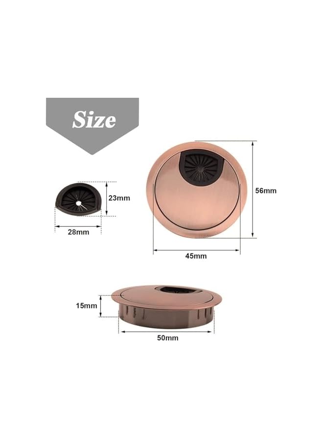 promass 4 PCS Desk Grommet Kit, 50 mm Metal Cable Grommet Cap Table Grommets Desk Surface Wire Cord Round Hole Cover for Home Office Computer Desktop - Image 2