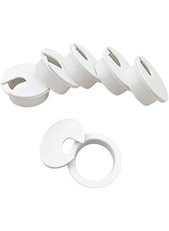 PROMASS promass 6pcs Desk Grommet 1-3/8 inch Table Plastic Wire Cord Cable Grommets Hole Cover, for Office and Home PC Desk Cable Cord Management Organizer (White)  - Image 1
