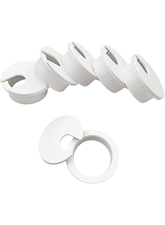 promass 6pcs Desk Grommet 1-3/8 inch Table Plastic Wire Cord Cable Grommets Hole Cover, for Office and Home PC Desk Cable Cord Management Organizer (White) - Image 1