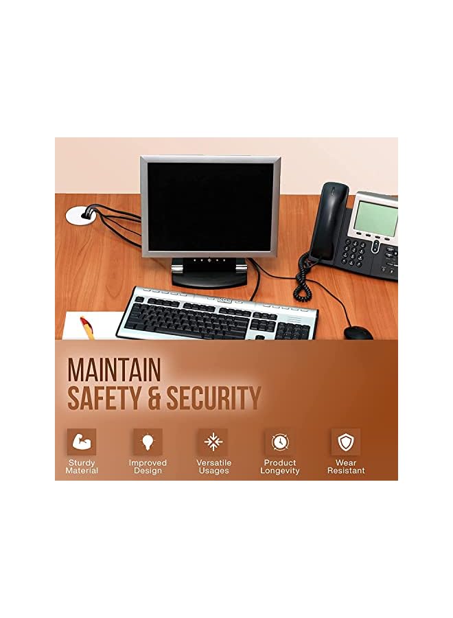 promass 6pcs Desk Grommet 1-3/8 inch Table Plastic Wire Cord Cable Grommets Hole Cover, for Office and Home PC Desk Cable Cord Management Organizer (White) - Image 2