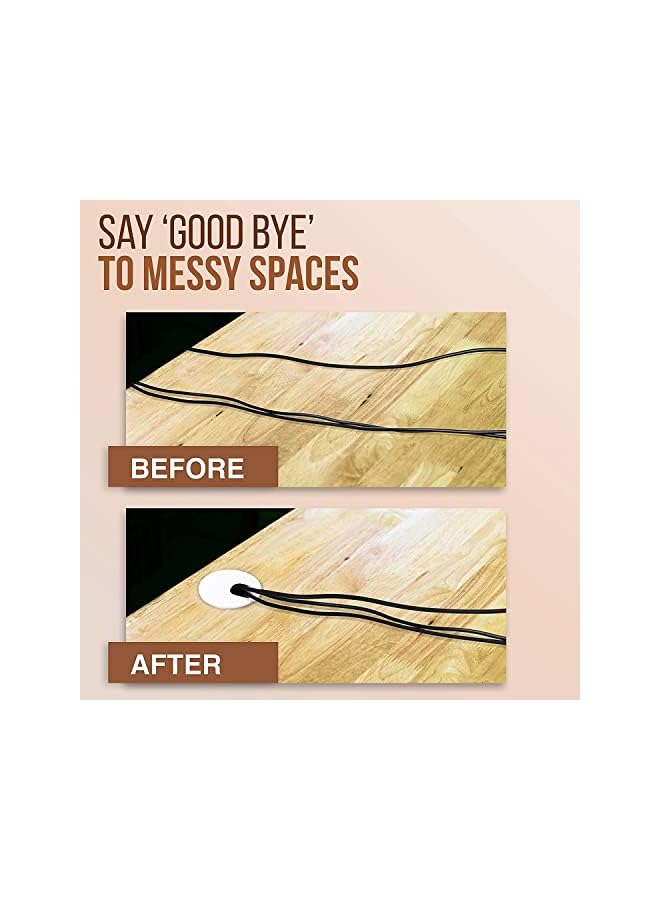 promass 6pcs Desk Grommet 1-3/8 inch Table Plastic Wire Cord Cable Grommets Hole Cover, for Office and Home PC Desk Cable Cord Management Organizer (White) - Image 4