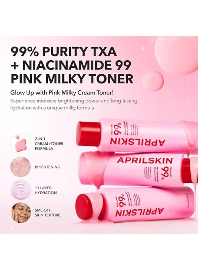 APRILSKIN TXA+Niacinamide 99 Pink Milky Toner | 99% High-Purity TXA 3%+ Niacinamide 5% | Highly Concentrated Cream Toner | Deep Moisturizing Formula for Dull Skin | 5.07 fl.oz. - Image 2