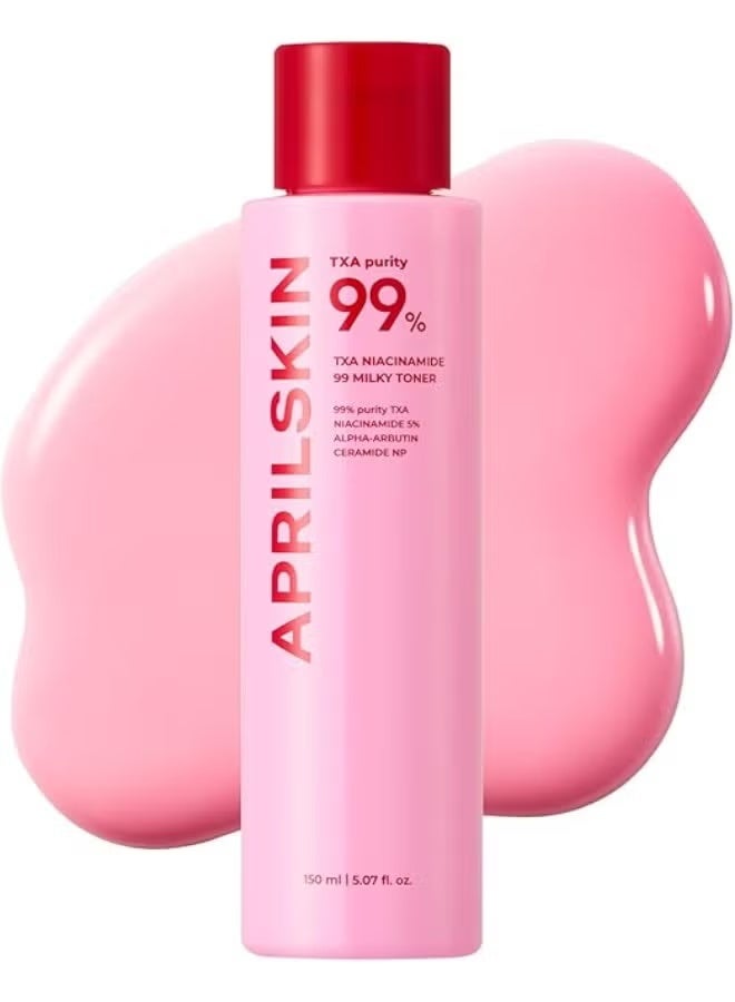 APRILSKIN TXA+Niacinamide 99 Pink Milky Toner | 99% High-Purity TXA 3%+ Niacinamide 5% | Highly Concentrated Cream Toner | Deep Moisturizing Formula for Dull Skin | 5.07 fl.oz. - Image 1